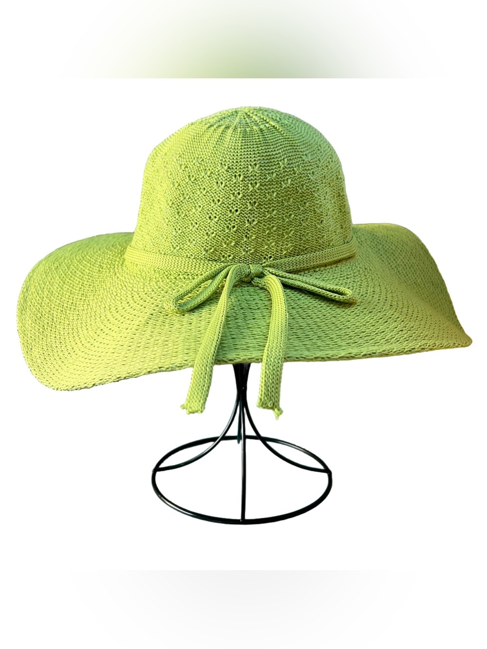Vintage Lime Green Wide Brim Sunhat